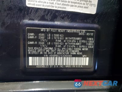 Zdjęcie 13 z 13 samochodu: 2012 SUBARU OUTBACK 2.5I PREMIUM VIN:4S4BRBCC1C3260468 - miniatura