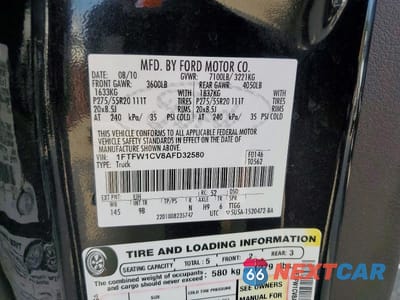 Zdjęcie 12 z 12 samochodu: 2010 FORD F150 SUPERCREW VIN:1FTFW1CV8AFD32580 - miniatura