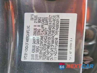 Zdjęcie 12 z 12 samochodu: 2020 HONDA ACCORD LX VIN:1HGCV1F11LA002148 - miniatura
