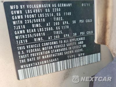 Zdjęcie 13 z 13 samochodu: 2011 VOLKSWAGEN TIGUAN S VIN:WVGBV7AX0BW538451 - miniatura