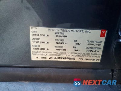 Zdjęcie 12 z 12 samochodu: 2013 TESLA MODEL S VIN:5YJSA1CN1DFP05500 - miniatura