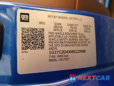 Zdjęcie 13 z 13 samochodu: 2021 CHEVROLET CORVETTE STINGRAY 3LT VIN:1G1YC2D4XM5123986 - miniatura