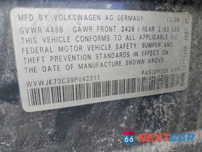 Zdjęcie 12 z 12 samochodu: 2009 VOLKSWAGEN PASSAT TURBO VIN:WVWJK73C39P042311 - miniatura