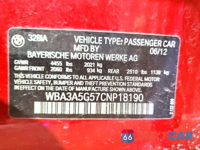 Zdjęcie 13 z 13 samochodu: 2012 BMW 328 I VIN:WBA3A5G57CNP18190 - miniatura