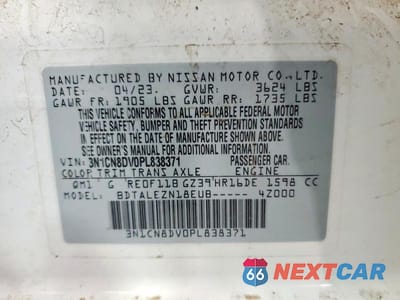 Zdjęcie 13 z 13 samochodu: 2023 NISSAN VERSA S VIN:3N1CN8DV0PL838371 - miniatura