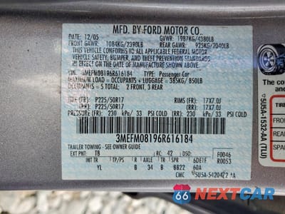 Zdjęcie 12 z 12 samochodu: 2006 MERCURY MILAN PREMIER VIN:3MEFM08196R616184 - miniatura