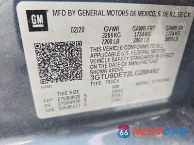 Zdjęcie 12 z 12 samochodu: 2020 GMC SIERRA K1500 SLT VIN:3GTU9DET2LG288492 - miniatura