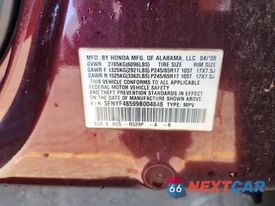 Zdjęcie 14 z 14 samochodu: 2009 HONDA PILOT EXL VIN:5FNYF48599B004846 - miniatura