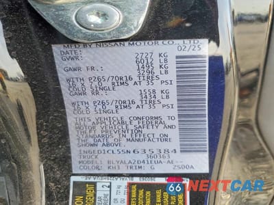 Zdjęcie 13 z 13 samochodu: 2025 NISSAN FRONTIER S VIN:1N6ED1CL5SN635384 - miniatura