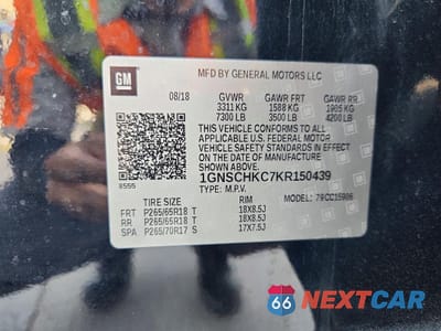 Zdjęcie 13 z 13 samochodu: 2019 CHEVROLET SUBURBAN C1500 LT VIN:1GNSCHKC7KR150439 - miniatura