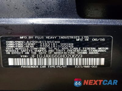 Zdjęcie 12 z 13 samochodu: 2016 SUBARU IMPREZA LIMITED VIN:JF1GJAK66GH020659 - miniatura