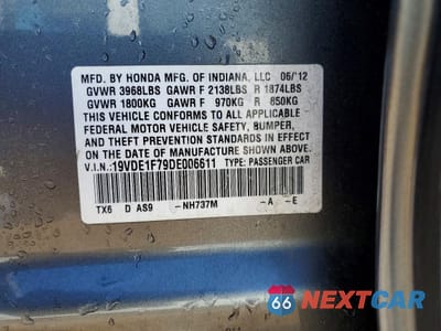 Zdjęcie 13 z 14 samochodu: 2013 ACURA ILX 20 TECH VIN:19VDE1F79DE006611 - miniatura