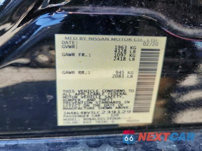 Zdjęcie 12 z 12 samochodu: 2020 NISS ALTIMA 2.5 S VIN:1N4BL4BV3LC239129 - miniatura