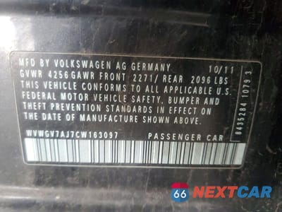 Zdjęcie 12 z 12 samochodu: 2012 VOLKSWAGEN GOLF VIN:WVWGV7AJ7CW163097 - miniatura