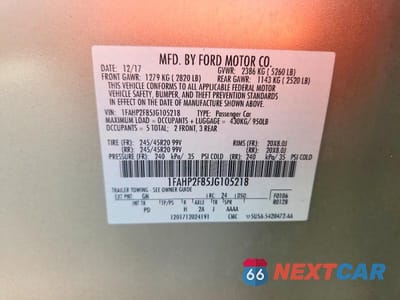 Zdjęcie 12 z 12 samochodu: 2018 FORD TAURUS LIMITED VIN:1FAHP2F85JG105218 - miniatura