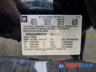 Zdjęcie 13 z 13 samochodu: 2015 GMC YUKON XL DENALI VIN:1GKS2JKJ4FR520838 - miniatura