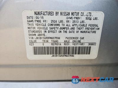Zdjęcie 12 z 12 samochodu: 2015 INFINITI Q50 BASE VIN:JN1BV7AR0FM407594 - miniatura