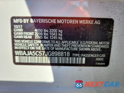 Zdjęcie 12 z 12 samochodu: 2018 BMW 530 I VIN:WBAJA5C57JG898818 - miniatura
