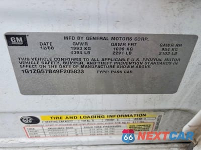 Zdjęcie 12 z 12 samochodu: 2009 CHEVROLET MALIBU LS VIN:1G1ZG57B49F205833 - miniatura