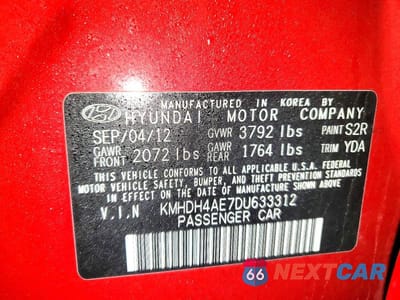 Zdjęcie 12 z 12 samochodu: 2013 HYUNDAI ELANTRA GLS VIN:KMHDH4AE7DU633312 - miniatura
