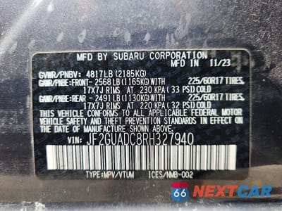 Zdjęcie 13 z 13 samochodu: 2024 SUBARU CROSSTREK PREMIUM VIN:JF2GUADC8RH327940 - miniatura