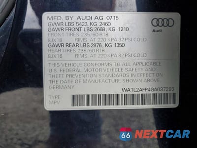 Zdjęcie 13 z 13 samochodu: 2016 AUDI Q5 PREMIUM PLUS VIN:WA1L2AFP4GA037293 - miniatura