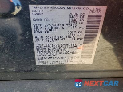 Zdjęcie 13 z 13 samochodu: 2016 NISSAN ROGUE S VIN:5N1AT2MT7GC877505 - miniatura