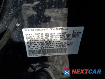 Zdjęcie 13 z 14 samochodu: 2017 HONDA PILOT ELITE VIN:5FNYF6H01HB013460 - miniatura