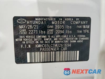 Zdjęcie 13 z 13 samochodu: 2021 HYUNDAI IONIQ BLUE VIN:KMHC65LC1MU261694 - miniatura