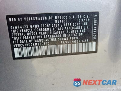 Zdjęcie 12 z 12 samochodu: 2019 VOLKSWAGEN JETTA S VIN:3VWC57BU0KM260810 - miniatura