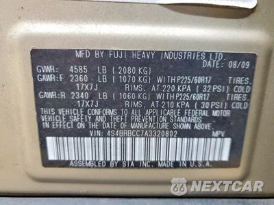 Zdjęcie 13 z 13 samochodu: 2010 SUBARU OUTBACK 2.5I PREMIUM VIN:4S4BRBCC7A3320802 - miniatura