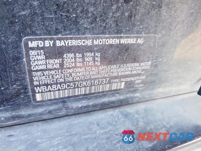 Zdjęcie 12 z 12 samochodu: 2016 BMW 320 I VIN:WBA8A9C57GK616737 - miniatura