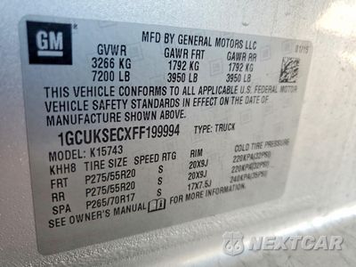 Zdjęcie 12 z 13 samochodu: 2015 CHEVROLET SILVERADO K1500 LTZ VIN:1GCUKSECXFF199994 - miniatura