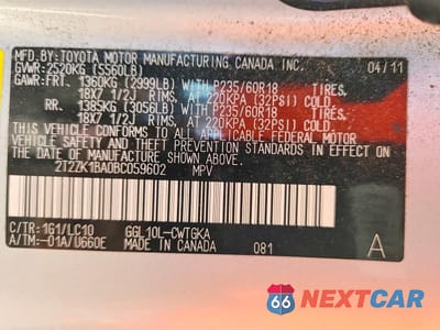 Zdjęcie 12 z 12 samochodu: 2011 LEXUS RX 350 BASE VIN:2T2ZK1BA0BC059602 - miniatura