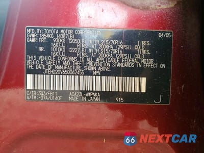Zdjęcie 14 z 14 samochodu: 2005 TOYOTA RAV4 VIN:JTEHD20V650062455 - miniatura