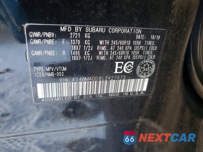 Zdjęcie 13 z 13 samochodu: 2020 SUBARU ASCENT PREMIUM VIN:4S4WMADD8L3427572 - miniatura