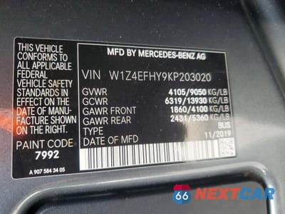 Zdjęcie 13 z 14 samochodu: 2019 MERCEDES-BENZ SPRINTER 2500 VIN:W1Z4EFHY9KP203020 - miniatura