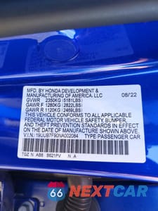 Zdjęcie 12 z 12 samochodu: 2022 ACURA TLX TYPE S VIN:19UUB7F90NA002084 - miniatura