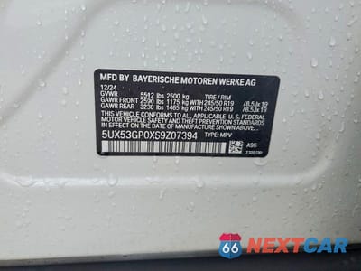 Zdjęcie 12 z 12 samochodu: 2025 BMW X3 VIN:5UX53GP0XS9Z07394 - miniatura