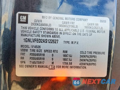 Zdjęcie 14 z 14 samochodu: 2010 CHEVROLET TRAVERSE LT VIN:1GNLVFED2AS122627 - miniatura
