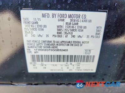 Zdjęcie 14 z 15 samochodu: 2016 FORD EXPLORER SPORT VIN:1FM5K8GT0GGB52405 - miniatura