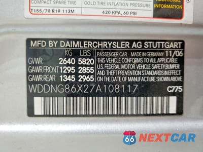 Zdjęcie 12 z 12 samochodu: 2007 MERCEDES-BENZ S 550 4MATIC VIN:WDDNG86X27A108117 - miniatura
