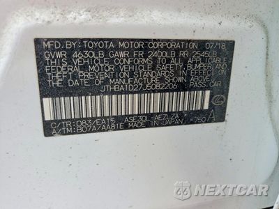 Zdjęcie 12 z 12 samochodu: 2018 LEXUS IS 300 VIN:JTHBA1D27J5082206 - miniatura