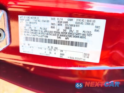 Zdjęcie 13 z 14 samochodu: 2015 LINCOLN MKC VIN:5LMCJ1A97FUJ27156 - miniatura