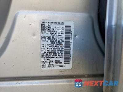 Zdjęcie 13 z 13 samochodu: 2012 NISSAN MURANO S VIN:JN8AZ1MW7CW233457 - miniatura
