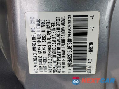 Zdjęcie 12 z 12 samochodu: 2005 HONDA CIVIC EX VIN:YHGEM22915L037308 - miniatura