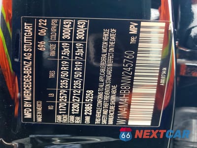 Zdjęcie 12 z 12 samochodu: 2022 MERCEDES-BENZ GLB 250 4MATIC VIN:W1N4M4HB8NW245760 - miniatura