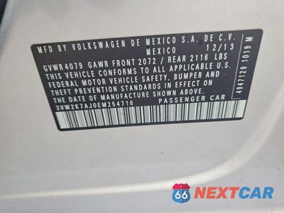 Zdjęcie 12 z 12 samochodu: 2014 VOLKSWAGEN JETTA BASE VIN:3VW2K7AJ0EM254716 - miniatura