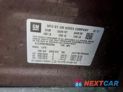 Zdjęcie 12 z 13 samochodu: 2021 CHEVROLET TRAX 1LT VIN:KL7CJPSM1MB363840 - miniatura