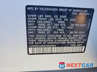 Zdjęcie 13 z 13 samochodu: 2025 VOLKSWAGEN ATLAS SEL PREMIUM R-LINE VIN:1V2FR2CA9SC552824 - miniatura